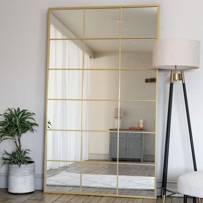 Jōbū Jobu HomeKyoFull Length Gold Metal Rectangle Lattice Window Mirror180Cm X 90Cm from B&Q