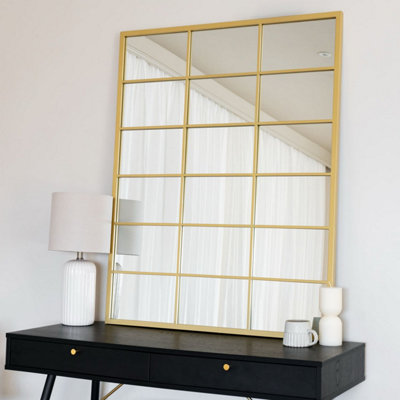 Jōbū Jobu HomeKyoGold Metal Rectangle Lattice Window Mirror120Cm X 95Cm from B&Q