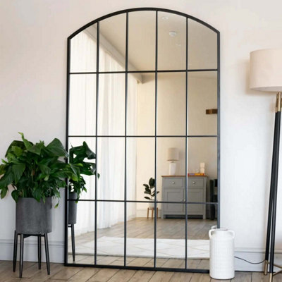 Jōbū Jobu HomeTomiFull Length Black Metal Arched Lattice Window Mirror200Cm X 120Cm from B&Q