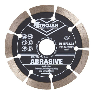 Trojan Construction Products Trojan Plus Abrasive Diamond Blade 115mm/4.5" X 22.23 from B&Q