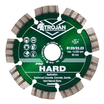 Trojan Construction Products Trojan Pro Hard Diamond Blade 125mm/5" X 22.23 from B&Q