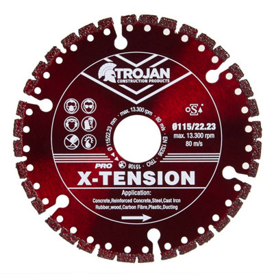 Trojan Construction Products Trojan Pro X-Tension Diamond Blades 115mm/4.5" X 22.23 from B&Q