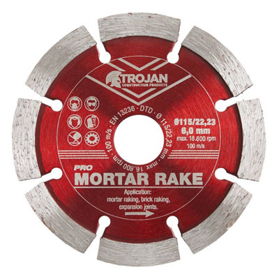 Trojan Construction Products Trojan Pro Mortar Rake Blade 115mm/4.5" X 22.23