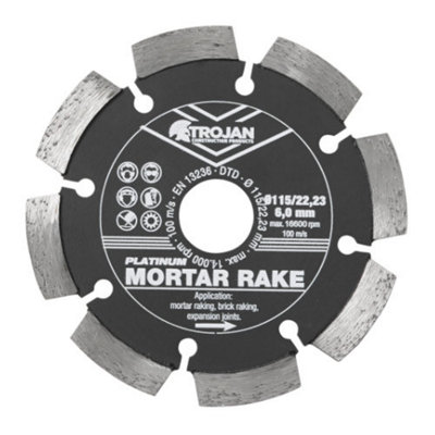 Trojan Construction Products Trojan Platinum Mortar Rake Blade 115mm/4.5" X 22.23 from B&Q