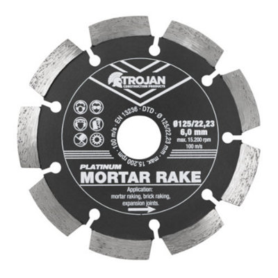 Trojan Construction Products Trojan Platinum Mortar Rake Blade 125mm/5" X 22.23 from B&Q