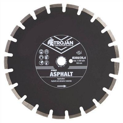 Trojan Construction Products Trojan Pro Asphalt Diamond Blade 350mm/14" X 25.4 from B&Q