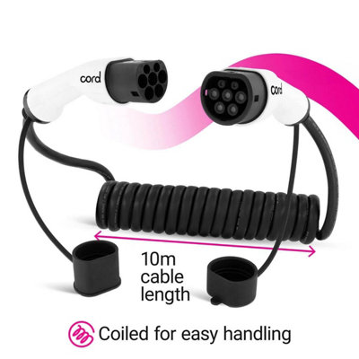 Cord 10M Coiled Ev Charging Cable22Kw Three Phase Type 2 from B&Q