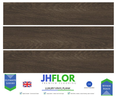  - (Jh06 Dark Oak) 36Pcs/5M² Luxury Vinyl Tiles (Lvt) Self Adhesive Wood Look Flooring Kitchen Bathroom