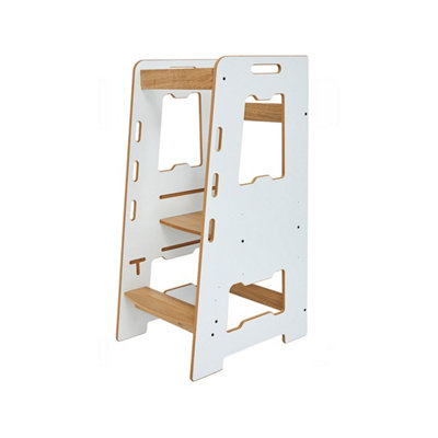 Jerenss Montessori Toddler Learning Tower: Step Stool For Kitchen Helper Kids Toddlers (2-6) White Natural from B&Q