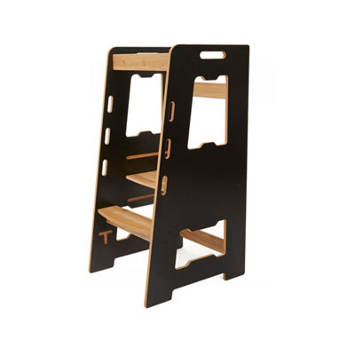 Jerenss Montessori Toddler Learning Tower: Step Stool For Kitchen Helper Kids Toddlers (2-6) Black Natural from B&Q