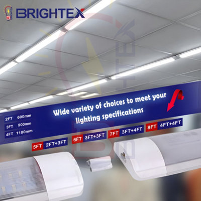 Brightex LED Brightex 3Ft Linkable Led Batten Light 40W 4000 Lumen Slimline Ceiling Mount Garage Office Workshop Cool White 6500K from B&Q