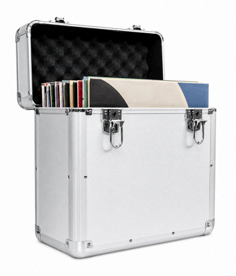 Magna Retail Vinyl Lp Storage Box 12" Record Case Lockable Aluminium Box Vinyl Record Storage Holds Upto 50 Single Lps In Silver from B&Q