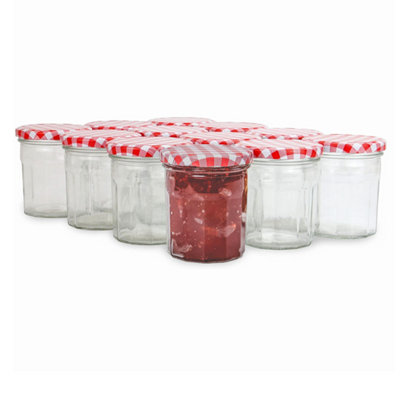 Magna Retail Jam Jars Wide Mouth Set Of 12 Glass Jars With Lids 324Ml Capacity Preserving Pots Airtight Pickling & Sauce Wedding Favours from B&Q