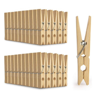 Magna Retail Bamboo Pegs Pack Of 100 Wooden Clothes Pegs For Washing Line 7.2Cm Wooden Peg Strong Laundry Washing Pegs from B&Q