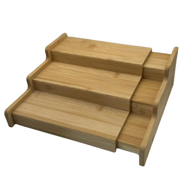 Magna Retail Bamboo Spice Rack Organiser 3-Tier Extending Spice Organiser Kitchen Storage Rack With Extendable Shelf Herbs & Spices from B&Q