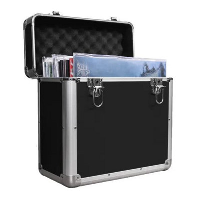 Magna Retail Vinyl Lp Storage Box 12" Record Case Lockable Aluminium Box Vinyl Record Storage Holds Upto 50 Single Lps In Black from B&Q