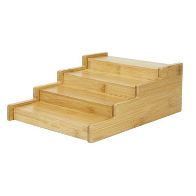 Magna Retail Bamboo Spice Rack Organiser 4-Tier Extending Spice Organiser Kitchen Storage Rack With Extendable Shelf Herbs & Spices from B&Q