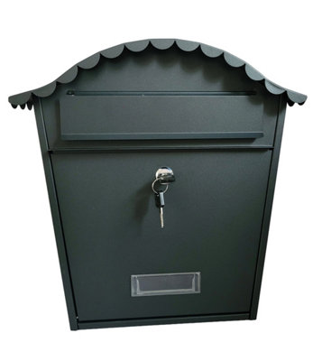 Outdoor Post Box in Matt Black with Keys Weatherproof Postbox for ...