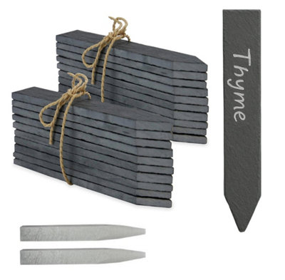 Magna Retail Slate Garden Markers & Chalk Pack Of 20 Reusable Plant Labels Herb & Vegetable Markers For Garden Plant Stakes from B&Q