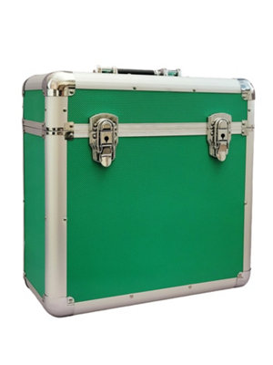 Magna Retail Vinyl Lp Storage Box 12" Record Case Lockable Aluminium Box Vinyl Record Storage Holds Upto 50 Single Lps In Green from B&Q