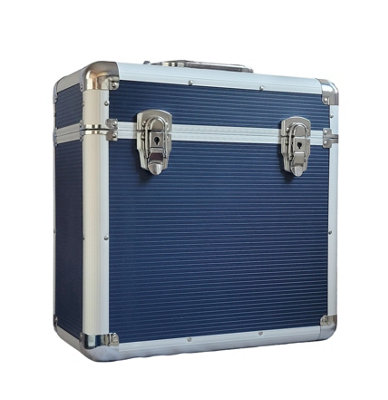 Magna Retail Vinyl Lp Storage Box 12" Record Case Lockable Aluminium Box Vinyl Record Storage Holds Upto 50 Single Lps In Blue from B&Q