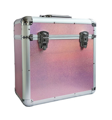 Magna Retail Vinyl Lp Storage Box 12" Record Case Lockable Aluminium Box Vinyl Record Storage Holds Upto 50 Single Lps In Pink from B&Q