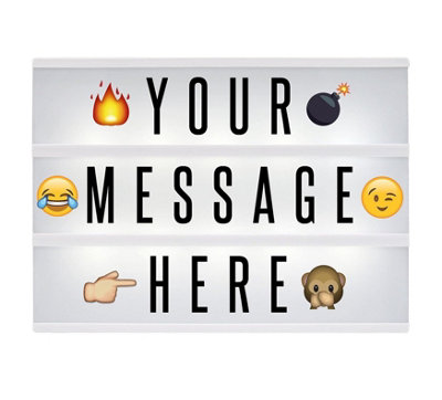 B&Q -  A4 Cinematic Light Box Personalised Sign Includes 205 Letters & Emoji Illuminated Letter Board Battery Or Usb Powered