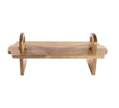 Magna Retail Acacia Wood Raised Serving Platter Cake Stand & Charcuterie Board Wooden Display Afternoon Tea Serving PlatterSmall from B&Q