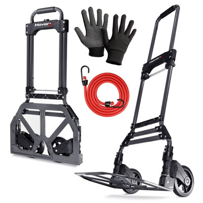 Moverx Folding Hand Truck Aluminium, Heavy Duty Hand Truck Foldable Trolley On Wheels, Multi Purpose Sack Truck Moving Trolley, 85