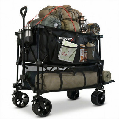 B&Q -  Double Decker Folding Camping Trolley 300L / 200KgAlloy Steel Black