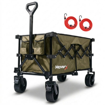 Moverx 120L Folding Camping Trolley Festival WagonKhaki from B&Q