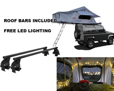 Ventura Roof Tents Extended Ventura Deluxe 1.4 Roof Top Tent + Roof Bars + Lights from B&Q