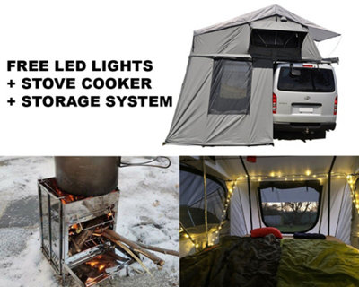 Ventura Roof Tents Extended Ventura Deluxe 1.4 Roof Top Tent + Annex + Stove Cooker + Storage Hooks from B&Q