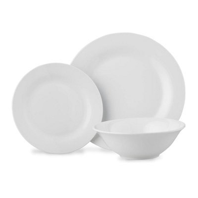 Glim & Glam Dinner Set 12 Piece White Porcelain Dinnerware Rim from B&Q