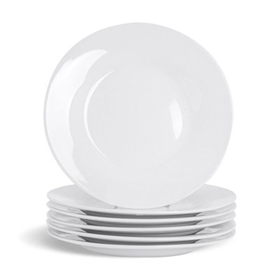 B&Q -  Dessert Side Plates Set Porcelain White Rim 4Pc Set