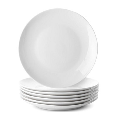 Glim & Glam Dessert Side Plates Set Porcelain White Coupe 6Pc Set from B&Q