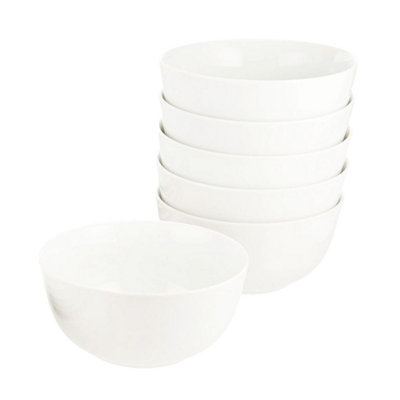Glim & Glam Cereal Bowl Set Rice Soup Bowls White Porcelain 4Pc Set from B&Q
