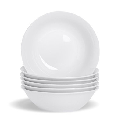 Glim & Glam Soup Bowl Set Cereal Bowls White Porcelain 4Pc Set from B&Q