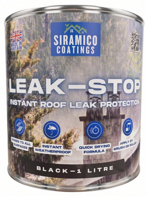 SIRAMICO COATINGS Leak Stop Rapid Roof Repair PaintBlack1 LitreInstant Waterproof Roof Sealant from B&Q