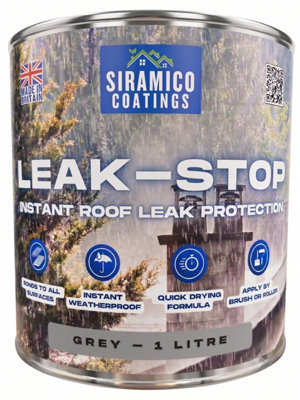 SIRAMICO COATINGS Leak Stop Rapid Roof Repair PaintGrey1 LitreInstant Waterproof Roof Sealant from B&Q