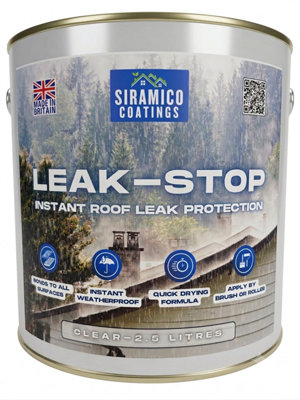 SIRAMICO COATINGS Leak Stop Rapid Leak Repair Paint Clear2.5 LitreInstant Waterproof Leak Sealer from B&Q