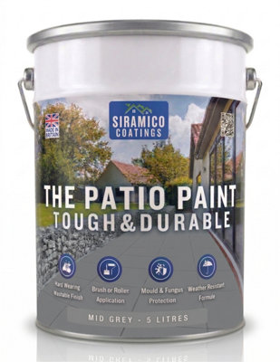 B&Q -  The Patio PaintMid Grey5 Litre Patio Paint For Use On PatiosWalkwaysWalls Non-Toxic