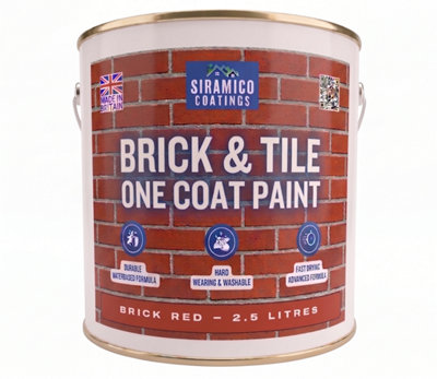 Siramico Coatings Brick & Tile Paint2.5LRedMatt FinishInterior & Exterior Surfaces For BrickTileConcrete & Stone from B&Q