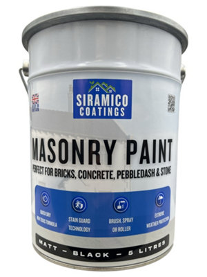 B&Q -  One Coat All In One Masonry Paint With Primer & Sealer5 LitresMatt Black