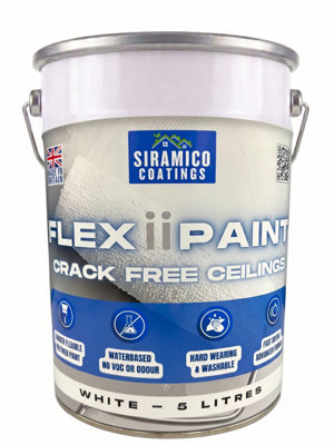 SIRAMICO COATINGS FlexiiPaint | White - 5 Litre | Crack Resistant Ceiling and Wall Paint (White, 5 Litre) - Image 3