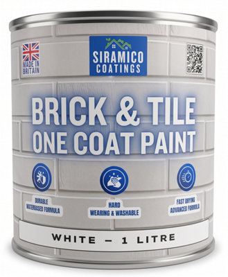 Siramico Coatings White - Brick & Tile Paint - Matt - Litre Size 1 B&Q