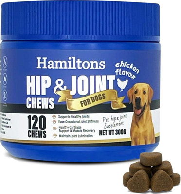 Hamiltons Hip & Joint Supplement 120 Treats For Dogs Glucosamine Supplement For Mobility Stiff Joints Chicken Flavour Chews from B&Q
