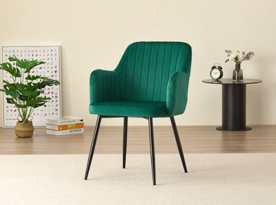 Outdoor Living (Nw) Ltd Charlotte Velvet Comfort Dining Chairs - Set Of 2 Green