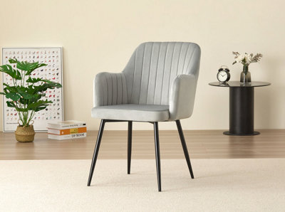 B&Q -  Charlotte Velvet Comfort Dining ChairsGreySet Of 2