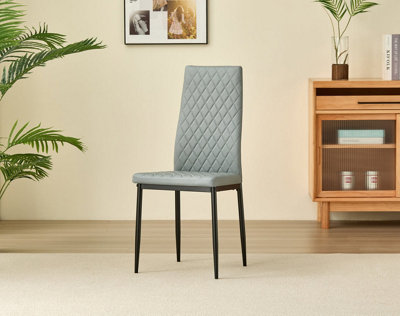 Freemans Grey Set Of 4 Emily Faux Leather Dining Chairs - Image 3